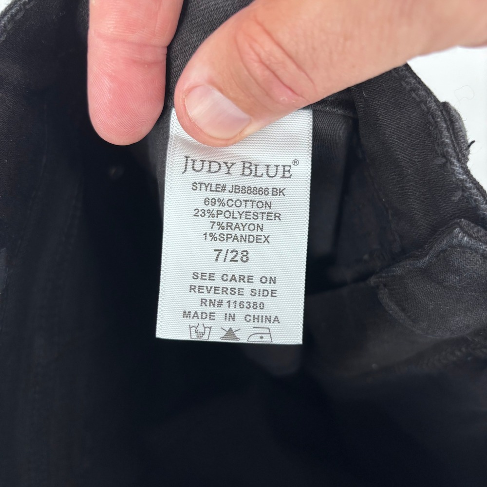 Judy Blue High Waist Tummy Control Straight Fit Jeans Womens 7/28 Black Stretch - Picture 8 of 10